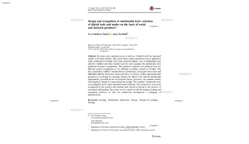 Design and recognition of multimodal texts: selection of digital tools and modes on the basis of social and material premises?